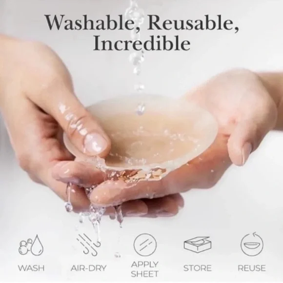 2 Pack Sticky Adhesive Silicone Nipple Covers- Reusable Nipple Covers Light Skin - Picture 4 of 8